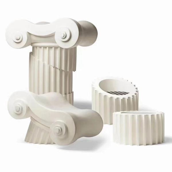 Classique Vintage FRP Roman Column Gear Outdoor Petite table à café ronde