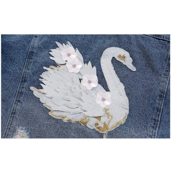 Пальто курток дам ковбоя отверстия печати лебедя