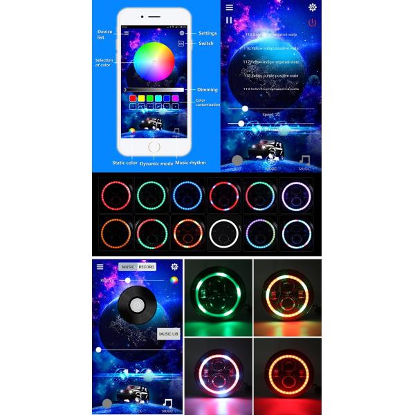 45W 7 Inch Landrover Angel Eye Ring Light , RGB Halo Lights For Trucks