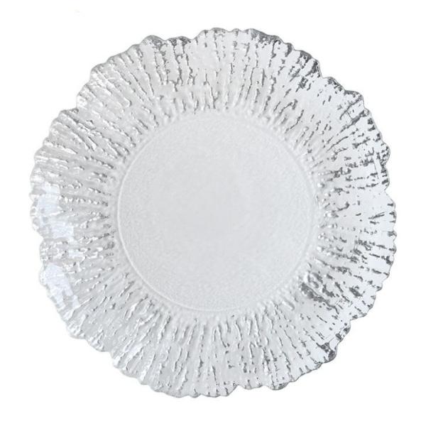 13 Inch Flower Electroplated Round Glass Charger Plates Painted