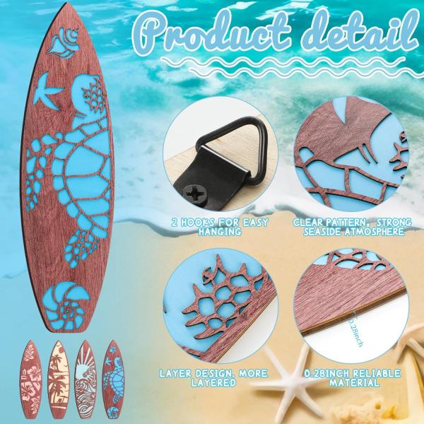 Storage Containers Decorative Surfboard Wall Decor for Summer Hawaiian Beach Getaway