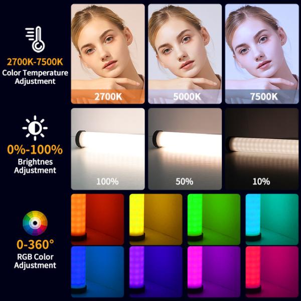 Ручные RGB Tube Studio Light Youtube видеокамеры 2700-7500k с 14 световыми эффектами для фотографии