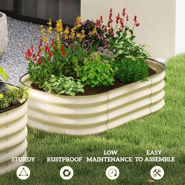 Galvanized Raised Garden Bed Kit Box 3.4*2*0.92 FT Metal Outdoor Flower Bed Steel Patio Ground Planter For Planting