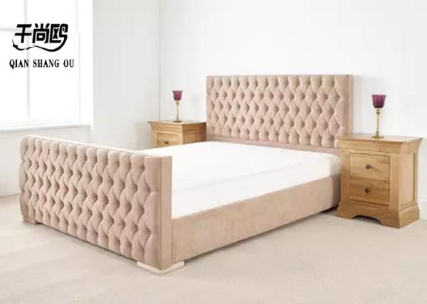 Buckle Shape Tufted Double Bed Frame Home Furnishing with Metal Legs