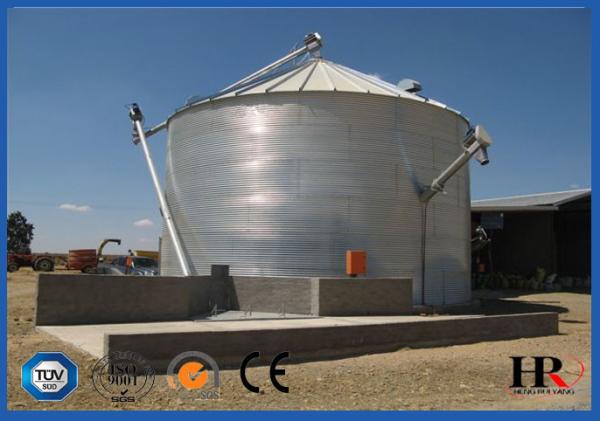 500T 1000T 10000T Vertical Grain Storage Silo , Hot Dip Galvanized Flat Bottom Grain Bins
