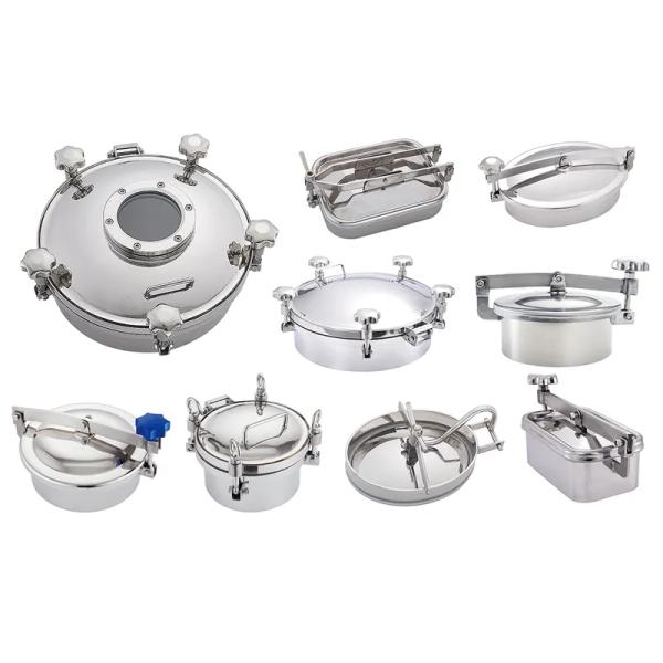 Cubierta de alcantarillado oval sin presión en acero inoxidable con conexión igual