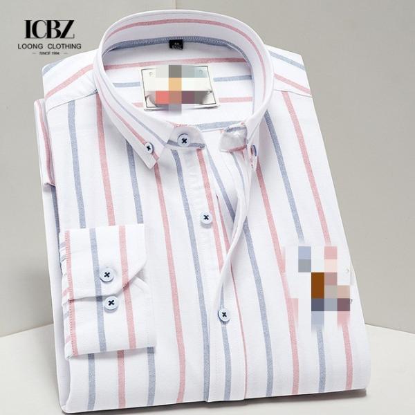 Solid Pattern Business Casual Oxford Spinning Camisa de algodão puro de manga longa para homens