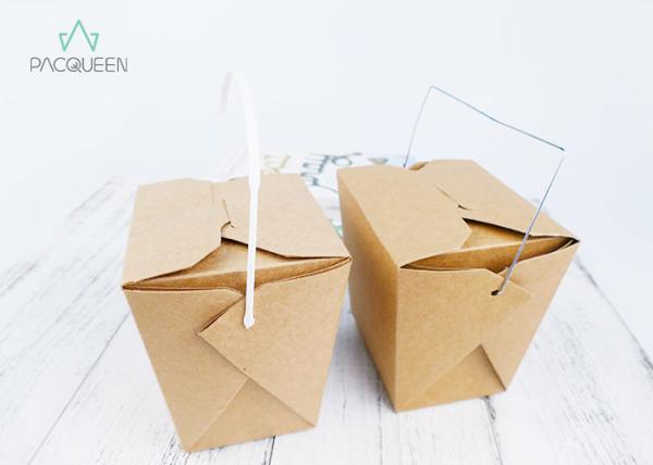 Food Grade PE Laminated Paper Takeaway Boxes With Lifting Handle For Noodles