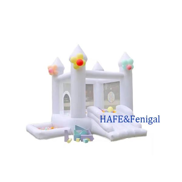 White Bounce House Inflatable Trampoline Jumping Castle With Slide Made Of Durable Material