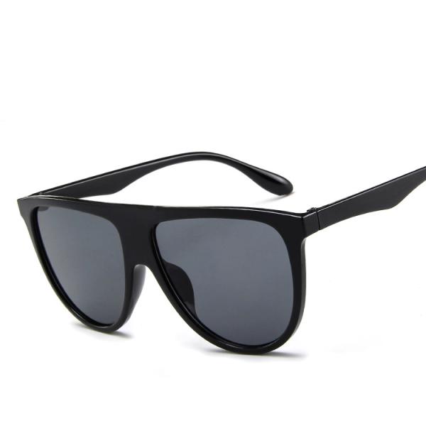 Vintage Retro BSCI Flat Top Sunglasses Thin Shadow Luxury Designer Large Black Shades