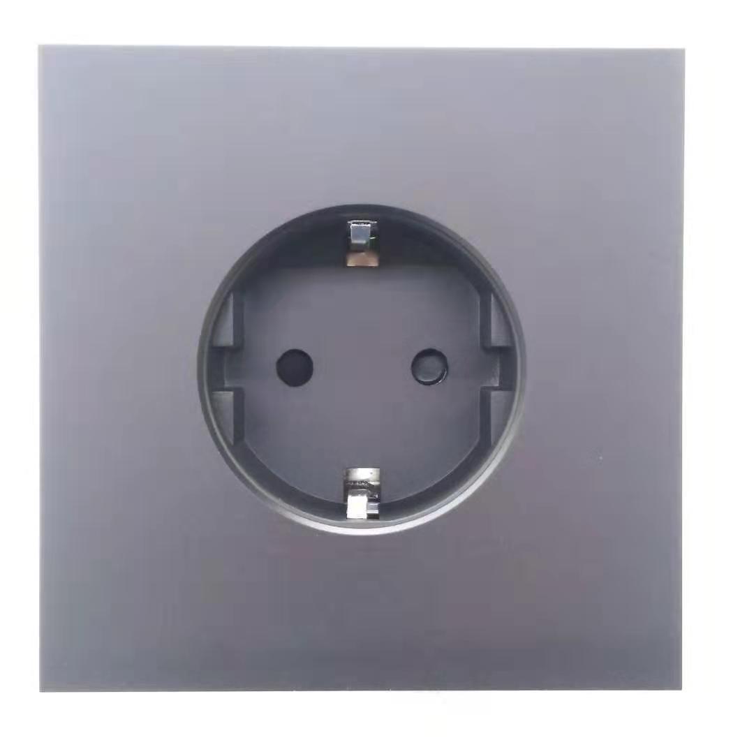 Double French or European Schuko Aluminum Wall Electrical Socket Power Outlets 16A Rated Current for Vimar or for Legrand Module