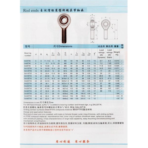 Rod End Bearings SA50ES,SA60ES ,SA70ES ,SA80ES