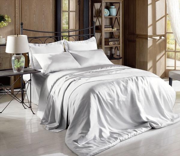 Sateen Weave Satin Fitted Bed Sheet White Black Gray Silk Satin Sheet Set