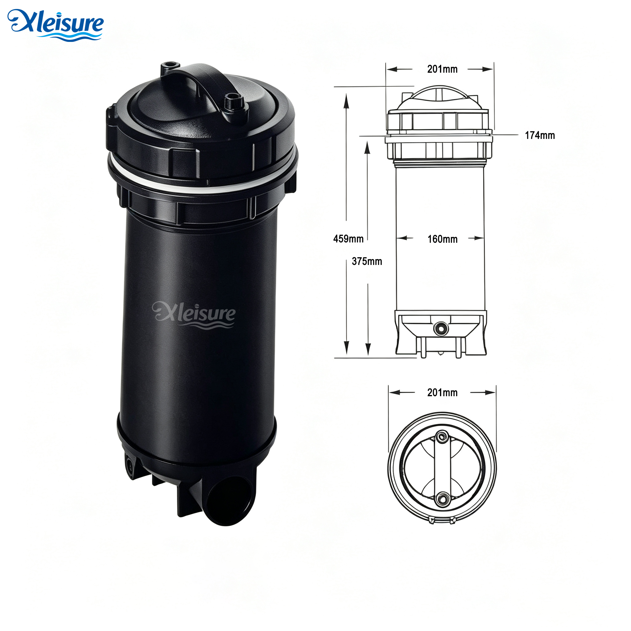 Top Load Pressure Filter Pressurized Canister Filter for Pool Hot Tub Filter Housing with Replacement Filter Cartridge