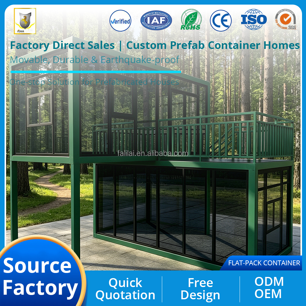 20ft 40ft Mobile Flat Pack Container House Detachable Reusable Modular Prefab Villa Two Floor Holiday Office Office Building