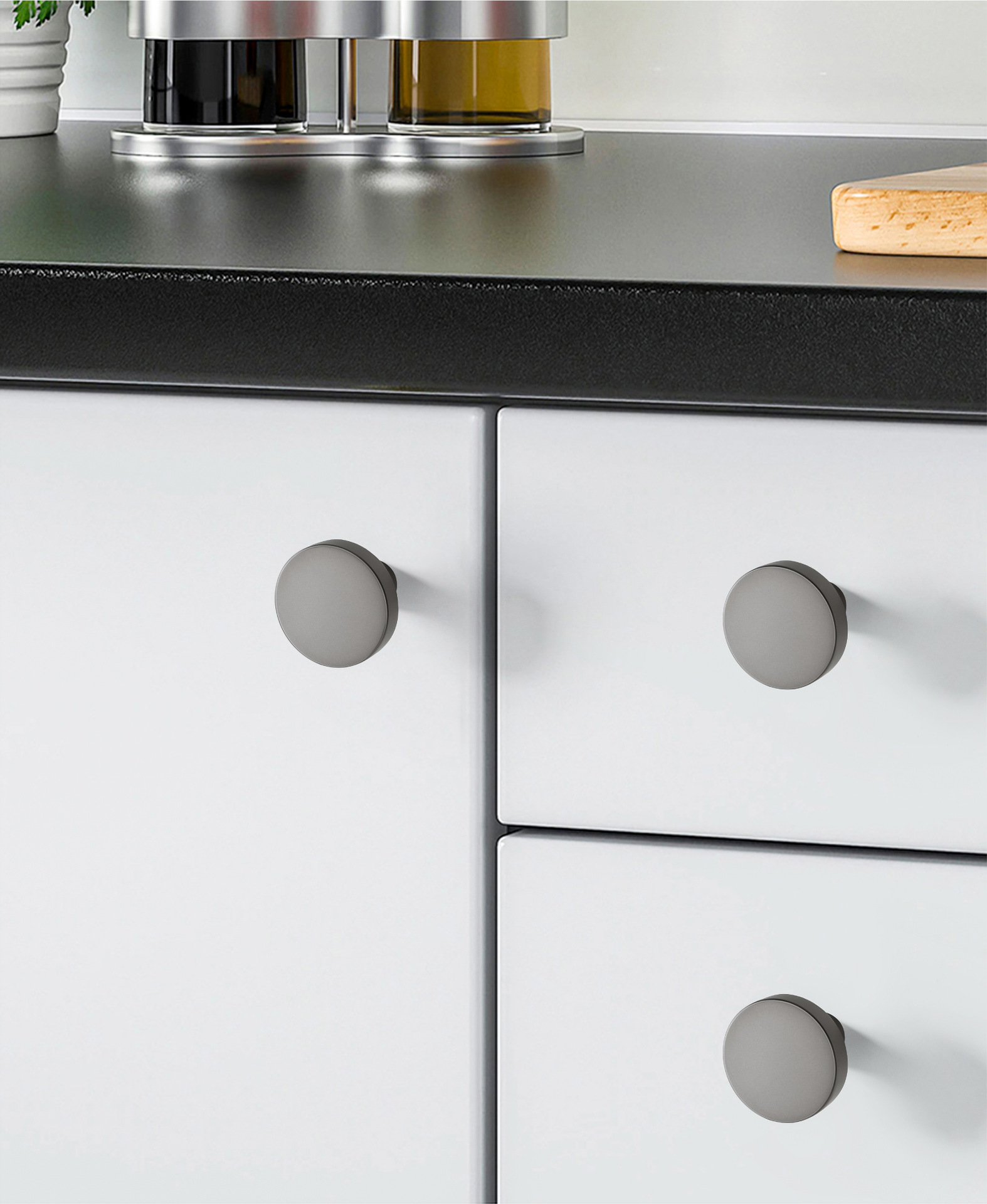 Modern Minimalist Light Luxury Aluminum 24mm Height Single Hole Handle for Dresser Wardrobe Cabinet Drawer-Easy Installation