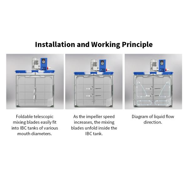 IBC Ton Barrel Electric Mixing Machine Регулируемая скорость IBC Mixer Agitator для жидкости