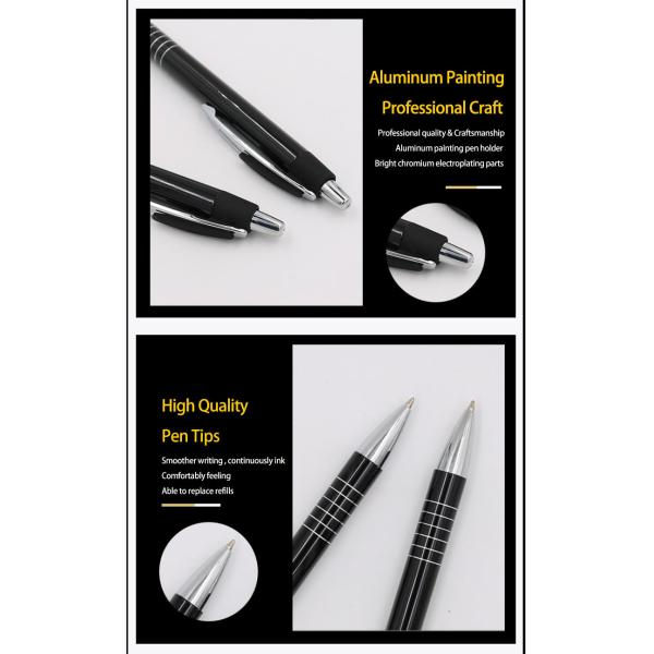 Press Type Aluminum Barrel Ball Pen Business Office Metal Retractable Ballpoint Pen