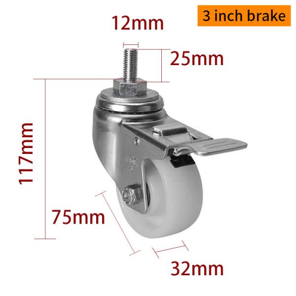 EDL Medium Duty 3 pulgadas 150 kg TPA con rosca por tipo de giro y freno