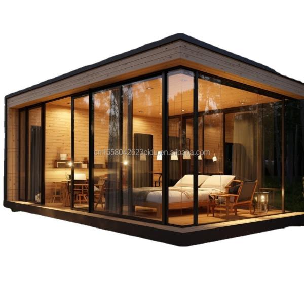 Chambres préfabriquées de conteneurs de 20 pieds 40 pieds Design moderne Chambres préfabriquées de couleur en bois pour couples Familles Hôtels en plein air