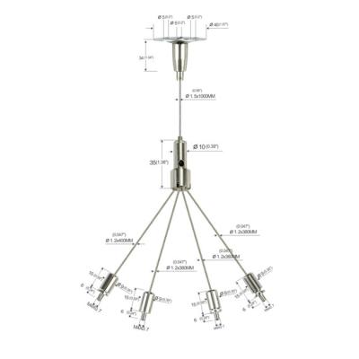 Art Cable Hanging Systems Four que os pés parafusam o bronze do grampo chapeou o diâmetro YW86023 do níquel 1.5mm