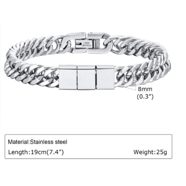 19cm and 23cm Stainless Steel Men's Bracelet with Inlay Technology Fast Shipment Guaranteed