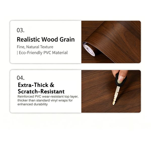 Precision Cutting Wood Finish Vinyl Wrap PVC Furniture Film Self Adhesive For DIY Makeover