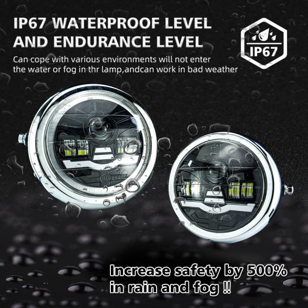 6 Inch Motorcycle Round Headlight Assembly with 4800LM Projector and 6500K White Light