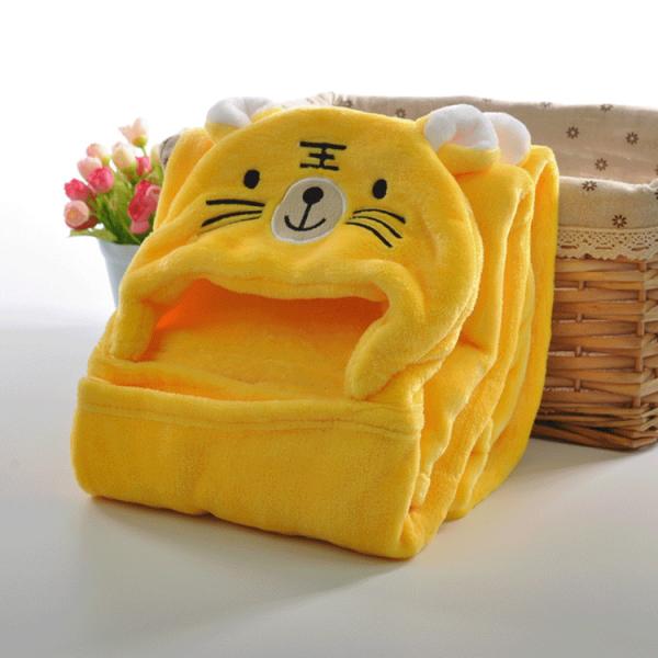 Yellow Tiger Cuddly Buddies Hooded Wrap Throw 100 Polyester Wrap Around Heated Blanket
