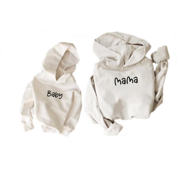 Printed Family Matching Outfit Mama And Baby French Terry Sweatshirt Long Sleeve Hoodies For Adult Kids