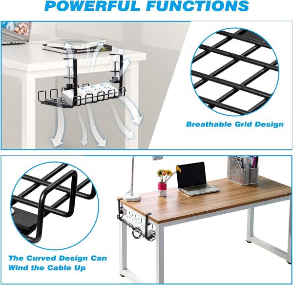 Metal Desk Cord Holder Perfect Solution for Cable Management Under Desk in Living Room