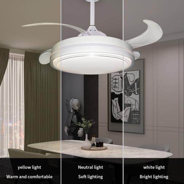 96W 500mm Dimmable Ceiling Fan Light , Retractable Ceiling Fan With Remote Control