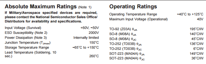 Ultra Low Quiescent Current Voltage Regulator 5 Volt LM2936Z-5.0