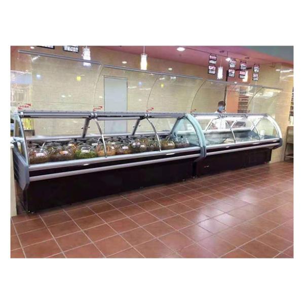 Large Commercial Stainless Steel Transparent Glass Cooked Food Storage Display Cooked Food Freezer