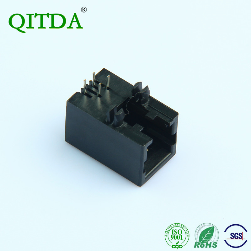 rj11 12 telephone interface manufacturer ultra‑thin connector female socket H11.5 all‑plastic DIP through‑hole mushroom‑foot 4P4C jack