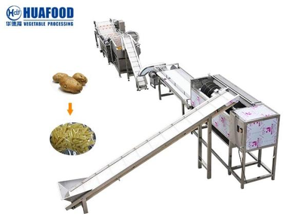 SUS304 Fruit And Vegetable Processing Line Sweet Potato Washing Peeling Cutting Machine