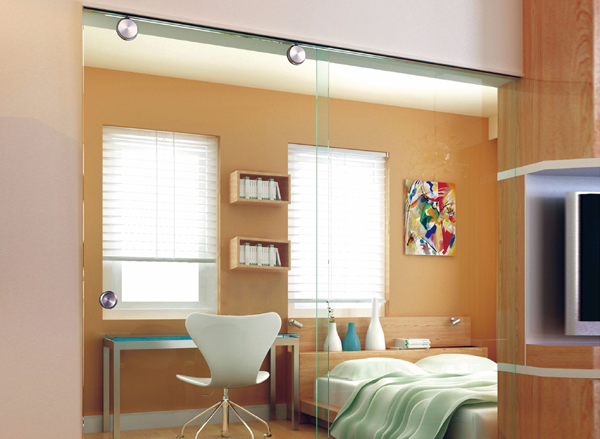 Bathroom Sliding Door System 101, Stainless Steel 304, Satin MIrror,  glass sliding door