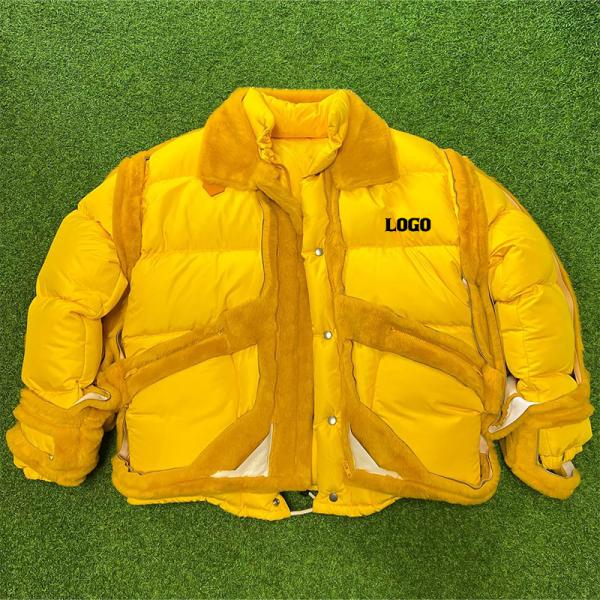 Fabricantes de prendas de vestir con cortes personalizados Collar de piel cálido de invierno diseñador de exterior ligero chaqueta puffer para hombres para mujeres