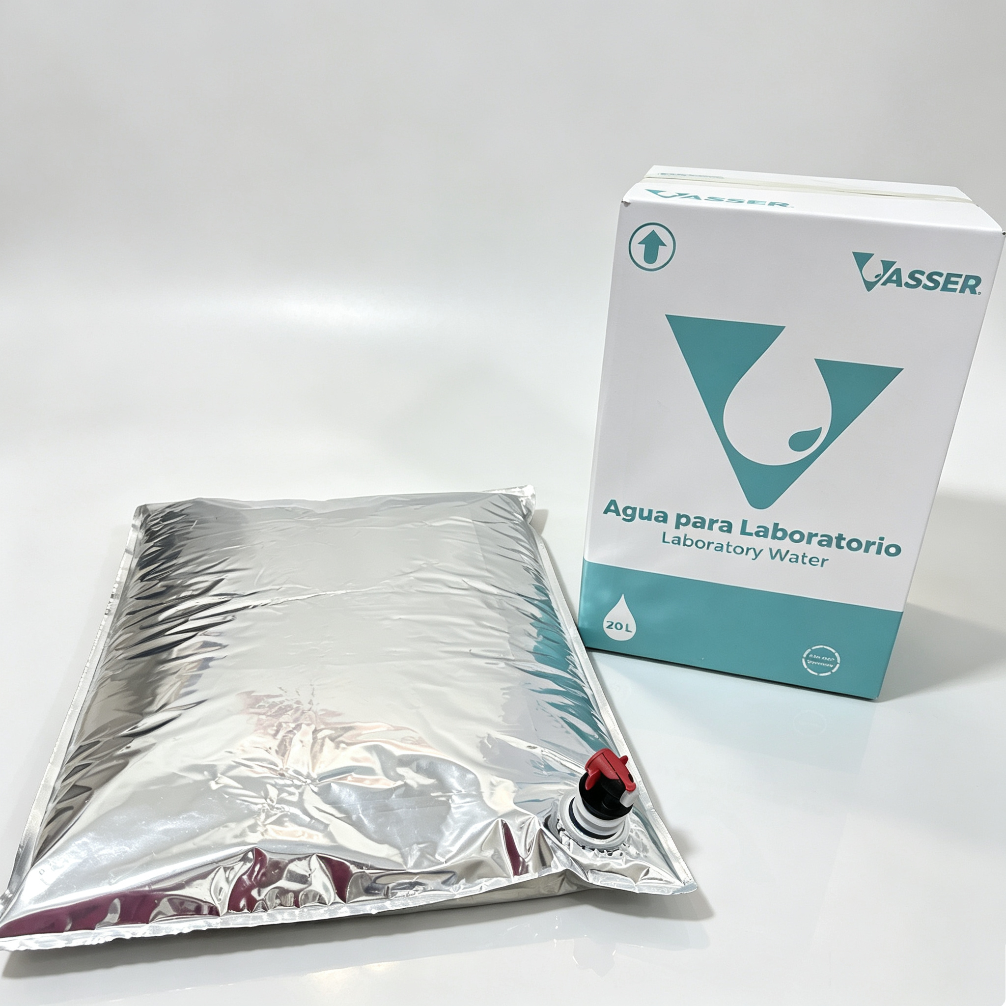 20L Aluminum Foil BIB Bag-In-Box Water Pouches With Custom Printed Cardboard Box | Barrier Bib Packaging For Laboratory Purified Water OEM