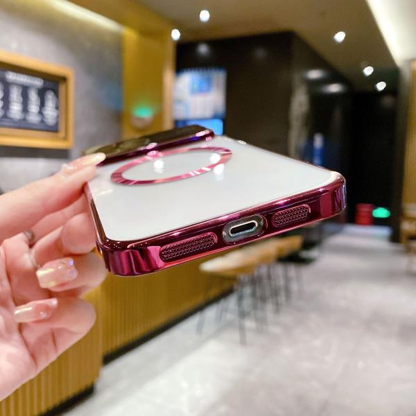 Модные девушки Большое окно Электропластированная магнитная телефонная крышка для iPhone 14/15 Pro Max