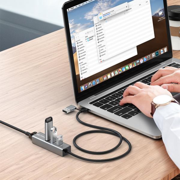 Dual interface USB3.0 USB A HUB Adaptateur Ethernet RJ45 avec câble USB de prolongation de 60 cm