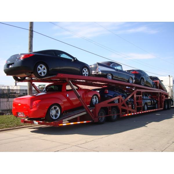 Steel Car Carrier Trailer , 2 / 3 Axle Vehicle Transport Semi Trailer