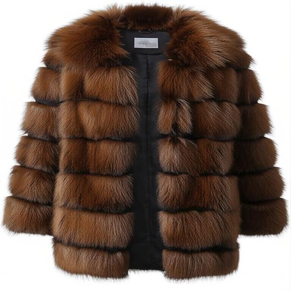Regular Fit Faux Fur Jacket Long Sleeves Customizable Sleeve Length Imitation Fur Outerwear Comfortable Winter Coat