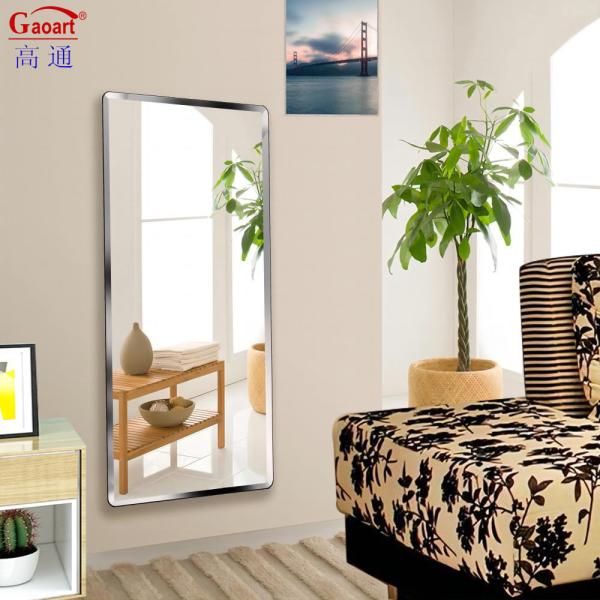 Contemporary Metal Home Decor Full Length Floor Mirror with Beveled Glass and Light