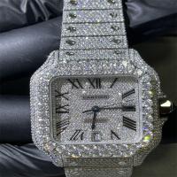 Relógio de moissanite de corte brilhante com moldura redonda relógio de hip hop personalizado bust down
