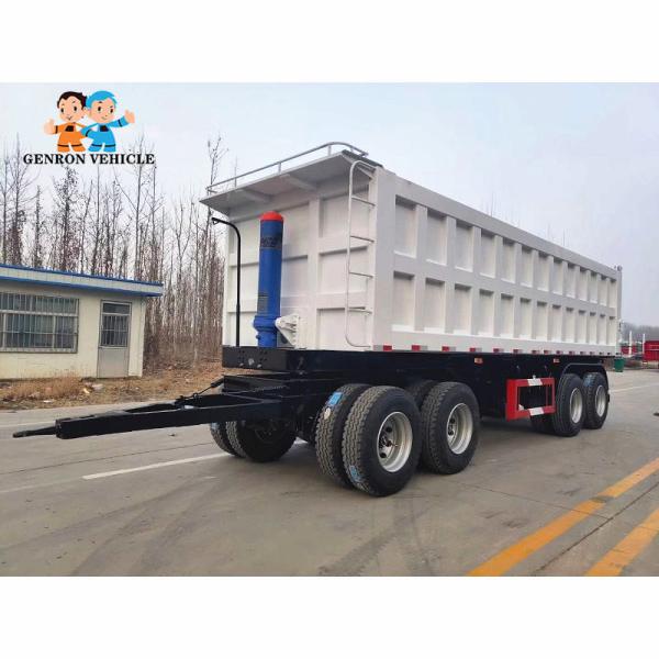 2 Axles Heavy Duty Genron Brand Rear Tipping Truck Semitrailer Delivery Coal ,ore Export To Cameroon, Nigeria