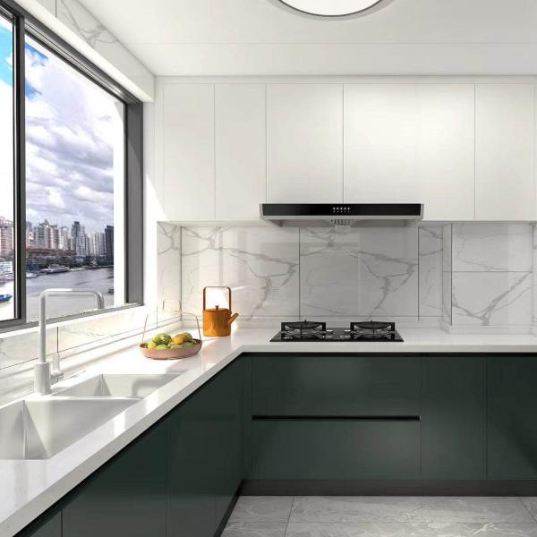 Тиковый серый МДФ Модерный кухонный шкаф Стенный шкаф высокого блеска