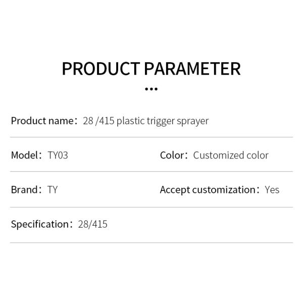 Custom Order Accepted 28mm Plastic Standard Trigger Sprayer for Water Cleaning Bottle