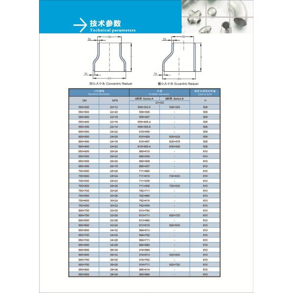 ASTM B16.9 SS304 316 Stainless Steel Pipe Reducer SCH5S-XXS Wall Thickness