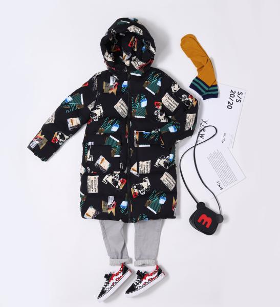 Winter Kids Qualitiy Autumn Fashion White Duck Feather Parka Girls Stock Print Warm Puffer Down Jacket